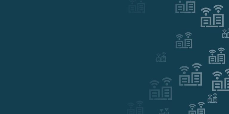 dark green background with wifi and building icons